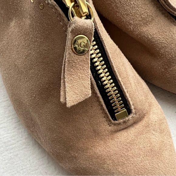 New AGL Microstudded Top Zip Suede Mule in Tan - Picture 11 of 12